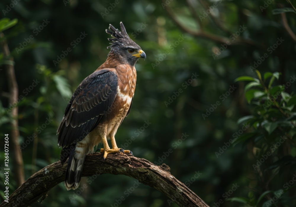 Majestic Indonesian Javanese Eagle Perched High in the Tropical Forest Majestic Indonesian Javanese Eagle Perched High in the Tropical Forest