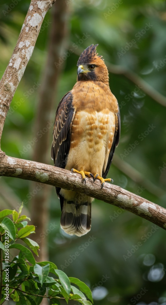 Majestic Indonesian Javanese Eagle Perched High in the Tropical Forest Majestic Indonesian Javanese Eagle Perched High in the Tropical Forest