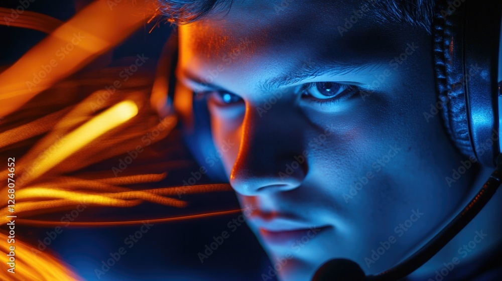 A close-up shot of a person wearing headphones, perfect for representing music lovers or audio equipment A close-up shot of a person wearing headphones, perfect for representing music lovers or audio equipment