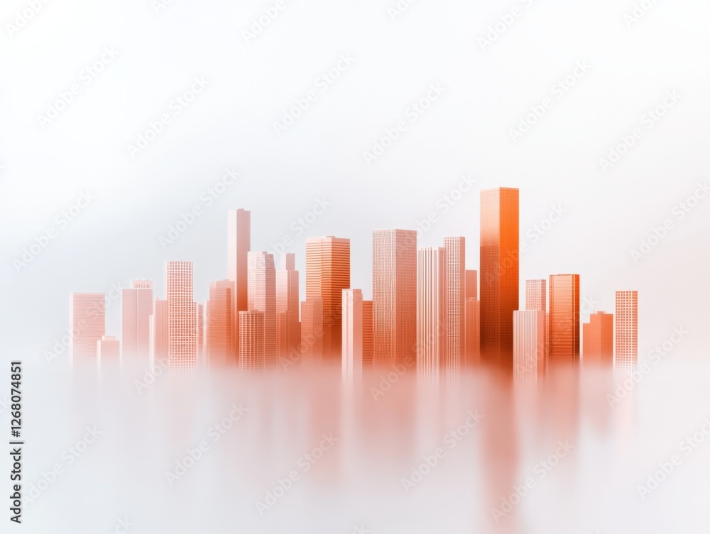 Modern copper city skyline on white Modern copper city skyline on white