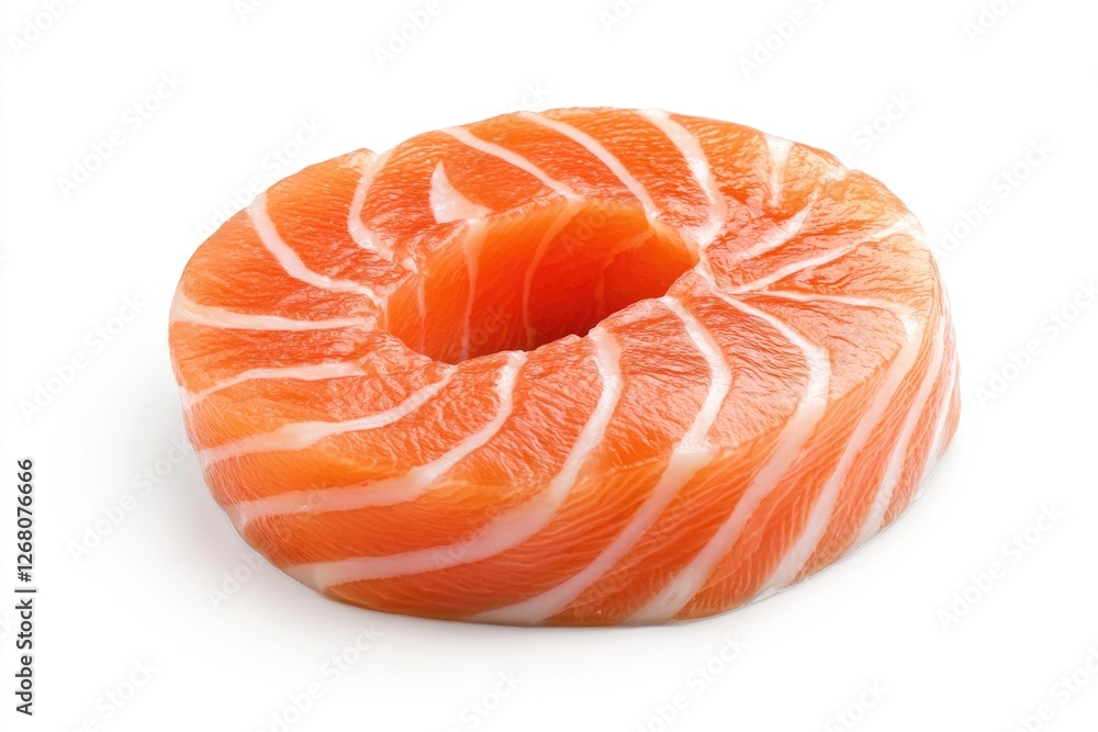 Fresh salmon fillet on a clean white surface, ready for cooking or photography Fresh salmon fillet on a clean white surface, ready for cooking or photography
