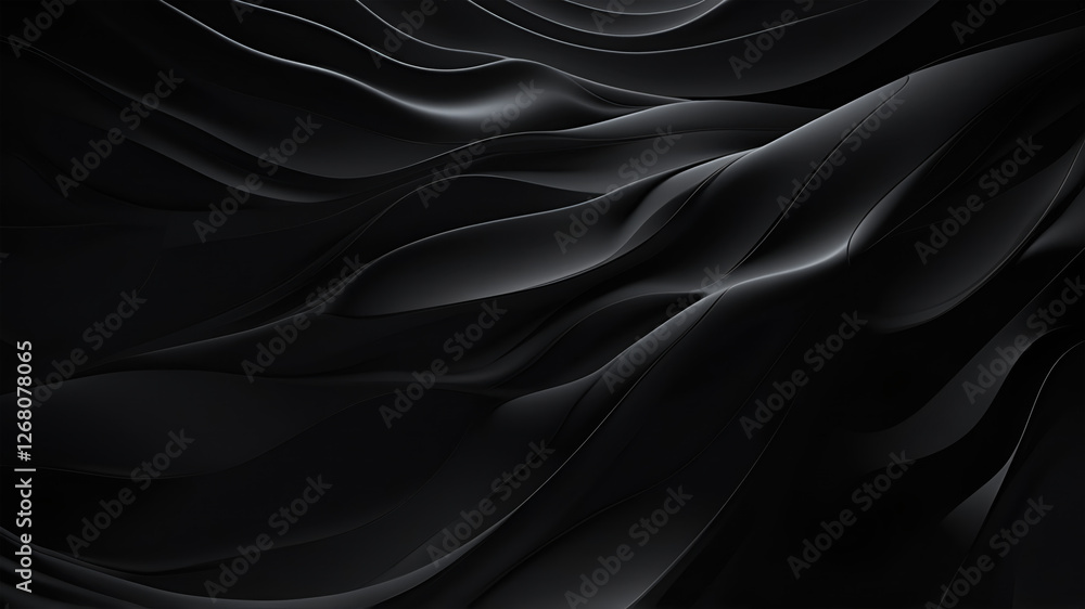 Fototapeta premium Abstract black flowing waves. Futuristic luxury background. Black background. Illustration