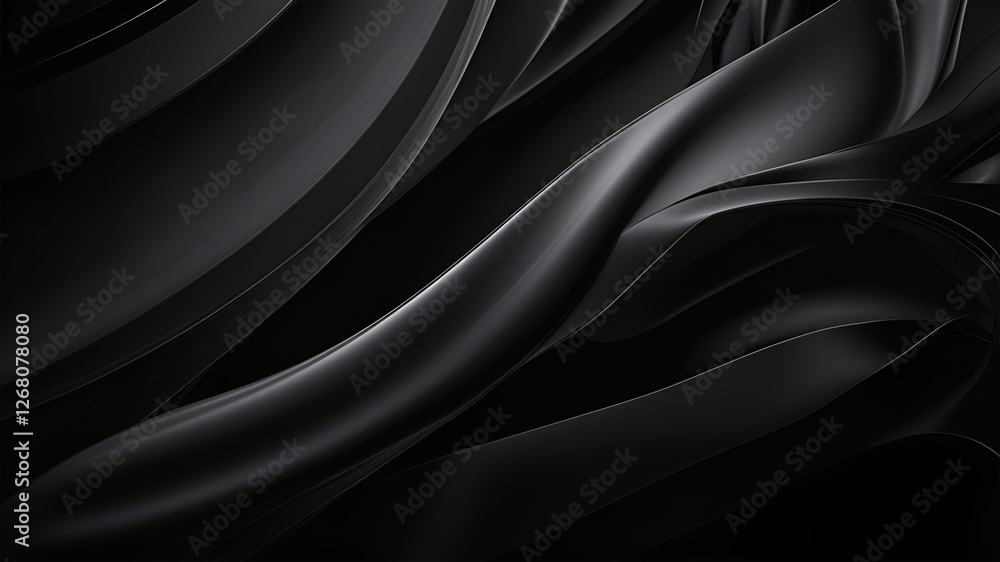 Obraz premium Abstract black flowing waves. Futuristic luxury background. Black background. Illustration