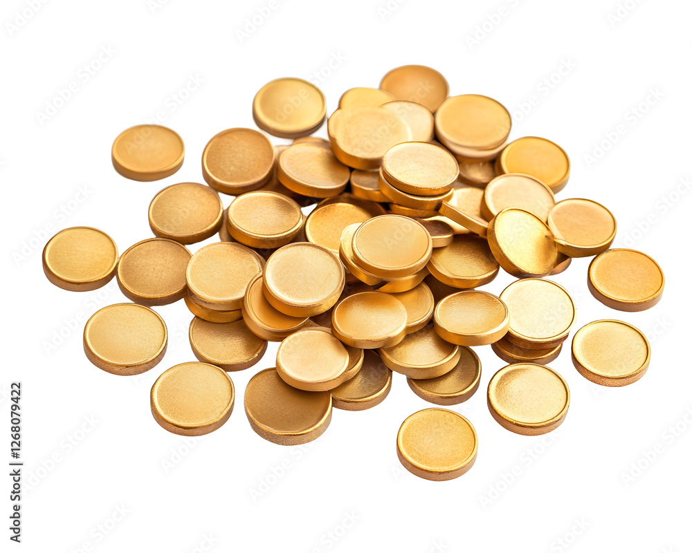 Piles of gleaming golden coins, representing banking, financial success, and wealth accumulation.