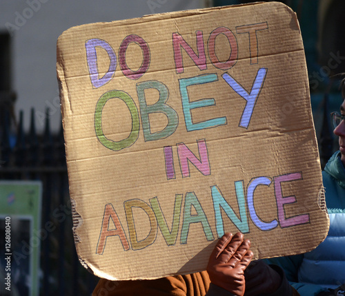 Obraz na płótnie Sign at a rally for trans rights in New York City. w salonie
