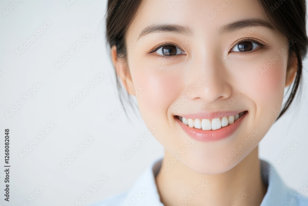 Close-Up of Beautiful Woman Smiling with Perfect Teeth Close-Up of Beautiful Woman Smiling with Perfect Teeth