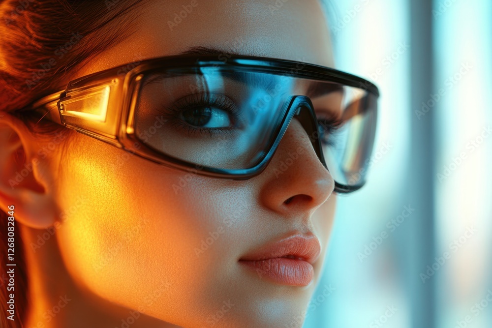 A close-up shot of a woman wearing glasses, looking directly at the camera A close-up shot of a woman wearing glasses, looking directly at the camera