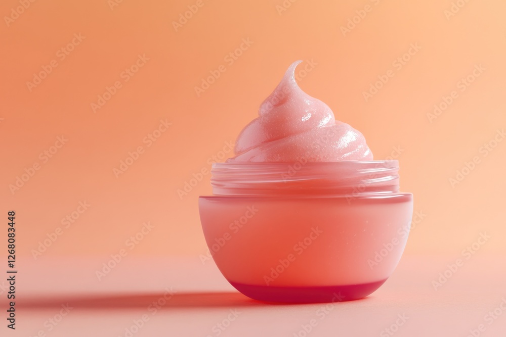 Close-up photo of a jar of cream sitting on a table, ready for use Close-up photo of a jar of cream sitting on a table, ready for use