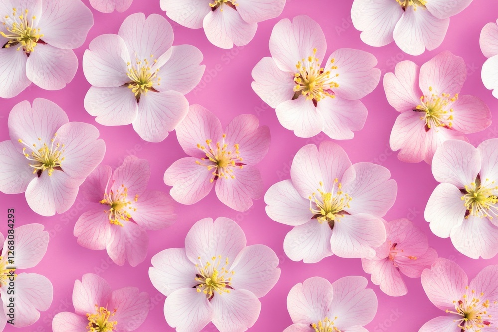 A bouquet of white flowers sits on a bright pink background, perfect for decorative or design uses A bouquet of white flowers sits on a bright pink background, perfect for decorative or design uses