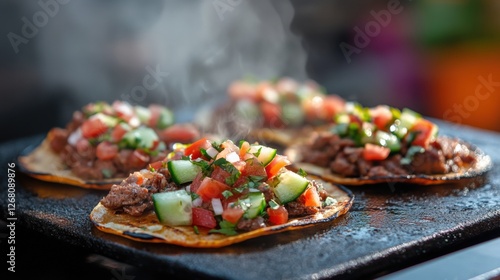 Steaming Tostadas on a Black Griddle