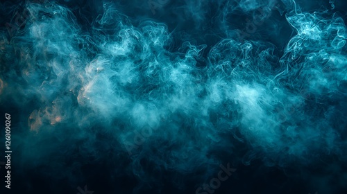 Wallpaper Mural Teal Smoke Swirls on Black Background, Studio Shot, Abstract Design Torontodigital.ca