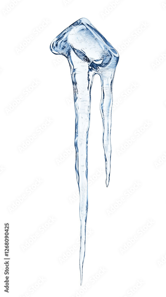 One icicle isolated on transparent background One icicle isolated on transparent background