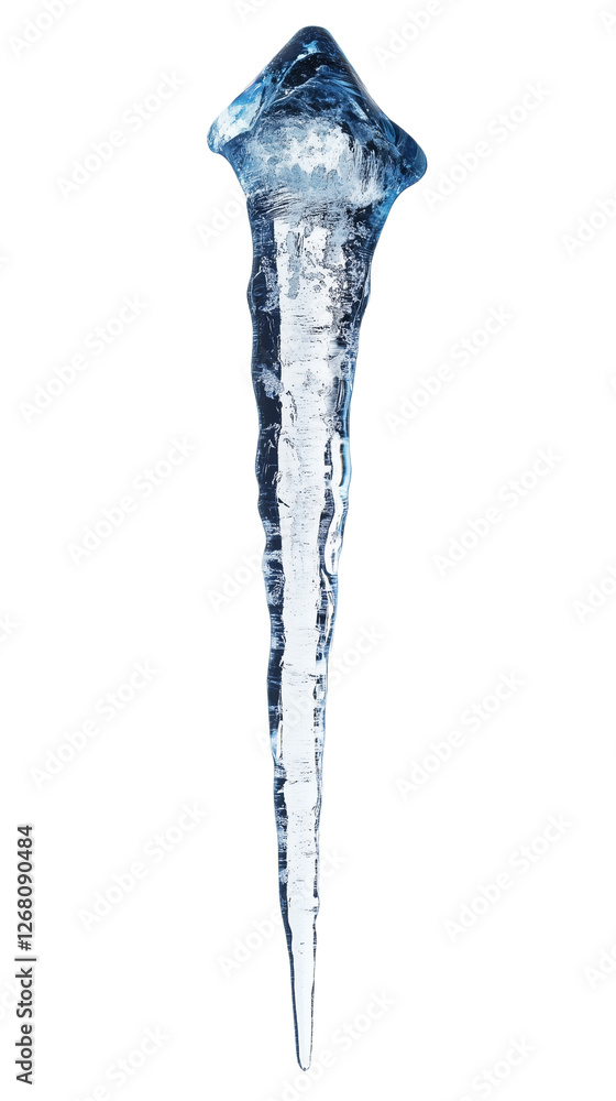 One icicle isolated on transparent background One icicle isolated on transparent background