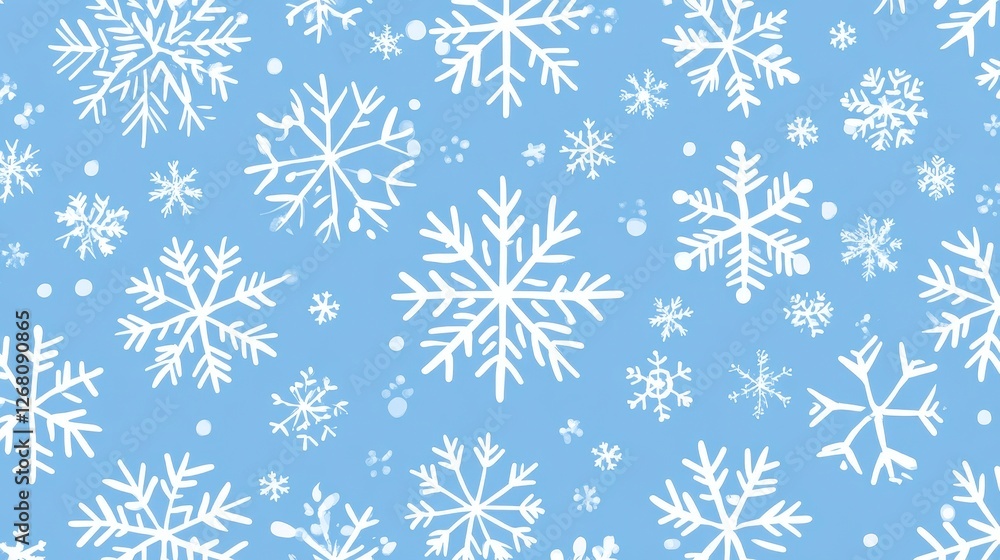 Light Blue Background with Seamless Pattern of Snowflakes Winter Holiday Design Light Blue Background with Seamless Pattern of Snowflakes Winter Holiday Design