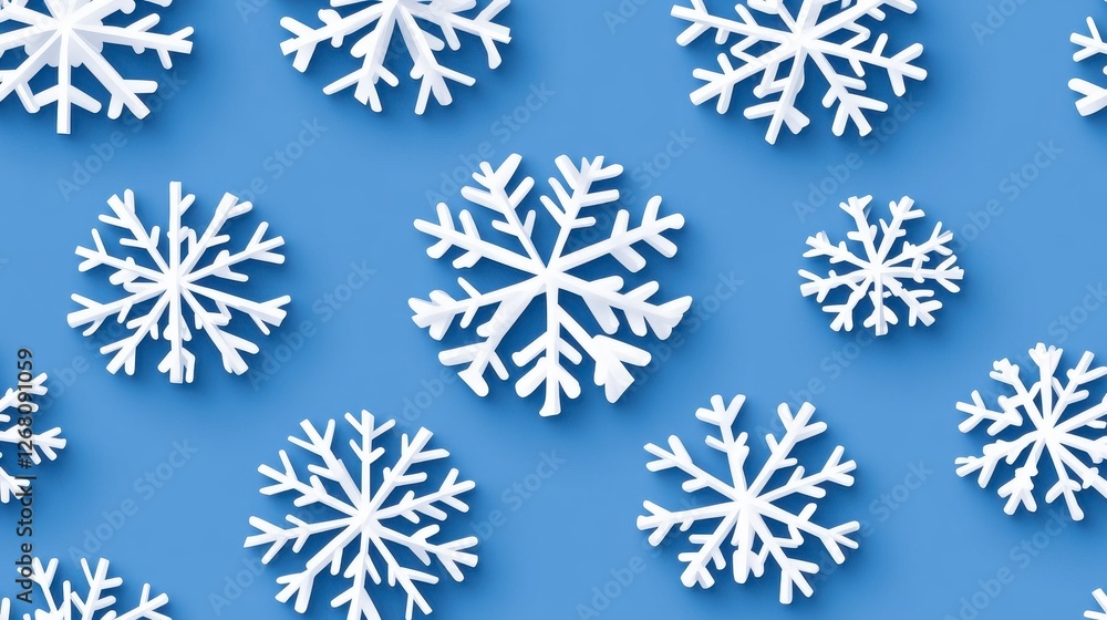 Light Blue Seamless Background with White Snowflake Pattern for Winter Holidays Light Blue Seamless Background with White Snowflake Pattern for Winter Holidays