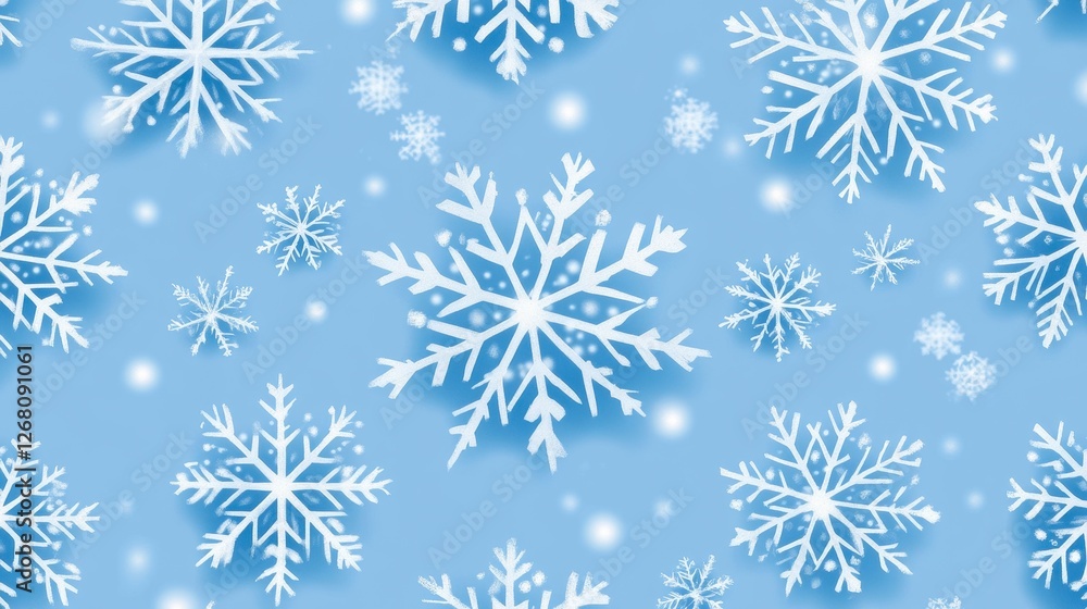 Light Blue Festive Snowflake Seamless Design for Winter Holiday Season Light Blue Festive Snowflake Seamless Design for Winter Holiday Season
