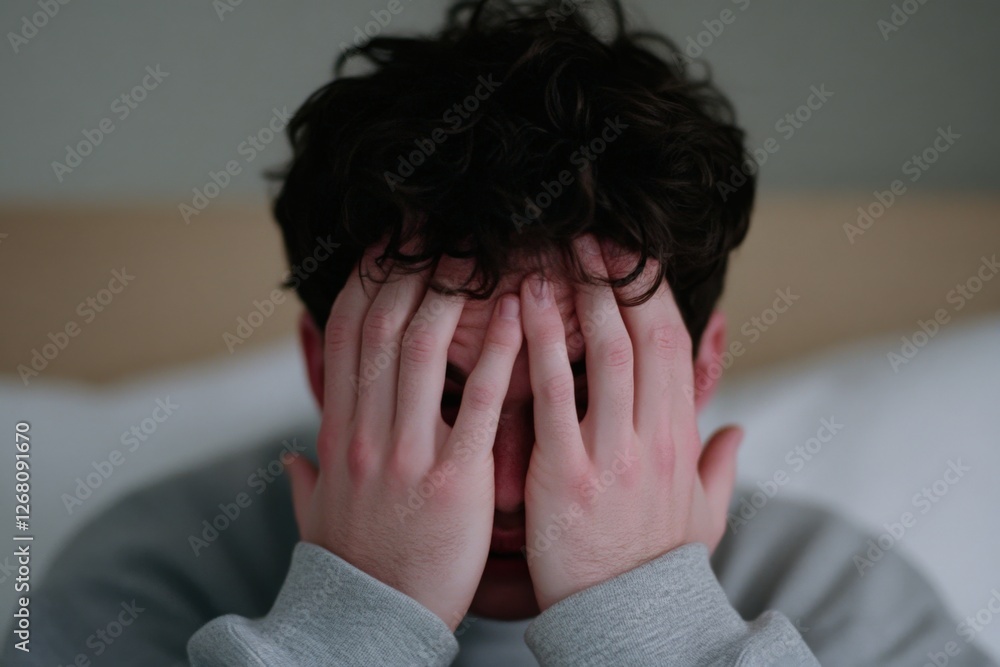 Person Covering Face in Despair Person Covering Face in Despair