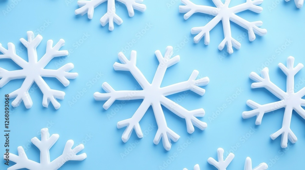 Seamless Frosty Snowflake Pattern on Light Blue Cheerful Winter Holiday Background Seamless Frosty Snowflake Pattern on Light Blue Cheerful Winter Holiday Background