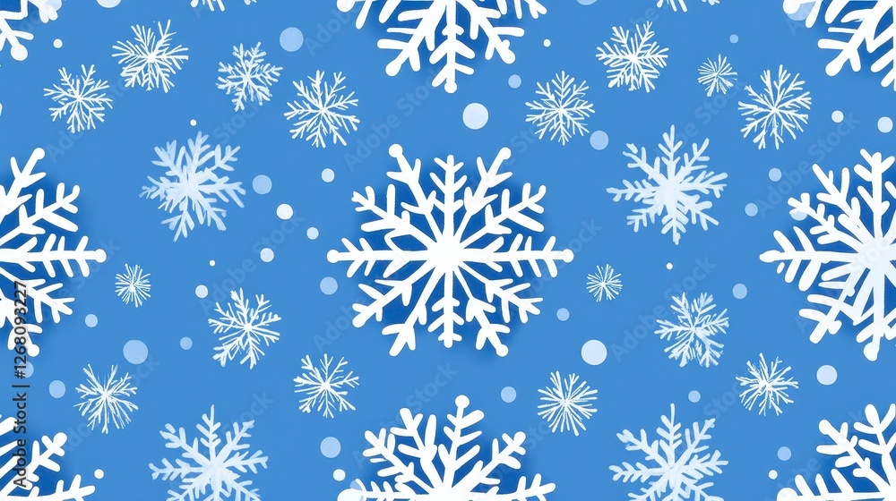 Seamless Light Blue Pattern with White Snowflakes for Cool Winter Design Seamless Light Blue Pattern with White Snowflakes for Cool Winter Design