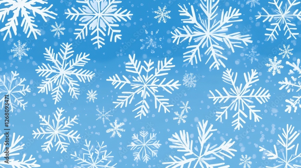 Seamless Snowflake Design on Light Blue Frosty and Calm Winter Holiday Background Seamless Snowflake Design on Light Blue Frosty and Calm Winter Holiday Background