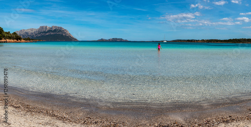 Fototapeta Naklejka Na Ścianę i Meble -  Crystalline sea on the beach of Porto Istana, Olbia, Costa Smeralda, Sardinia, Italy