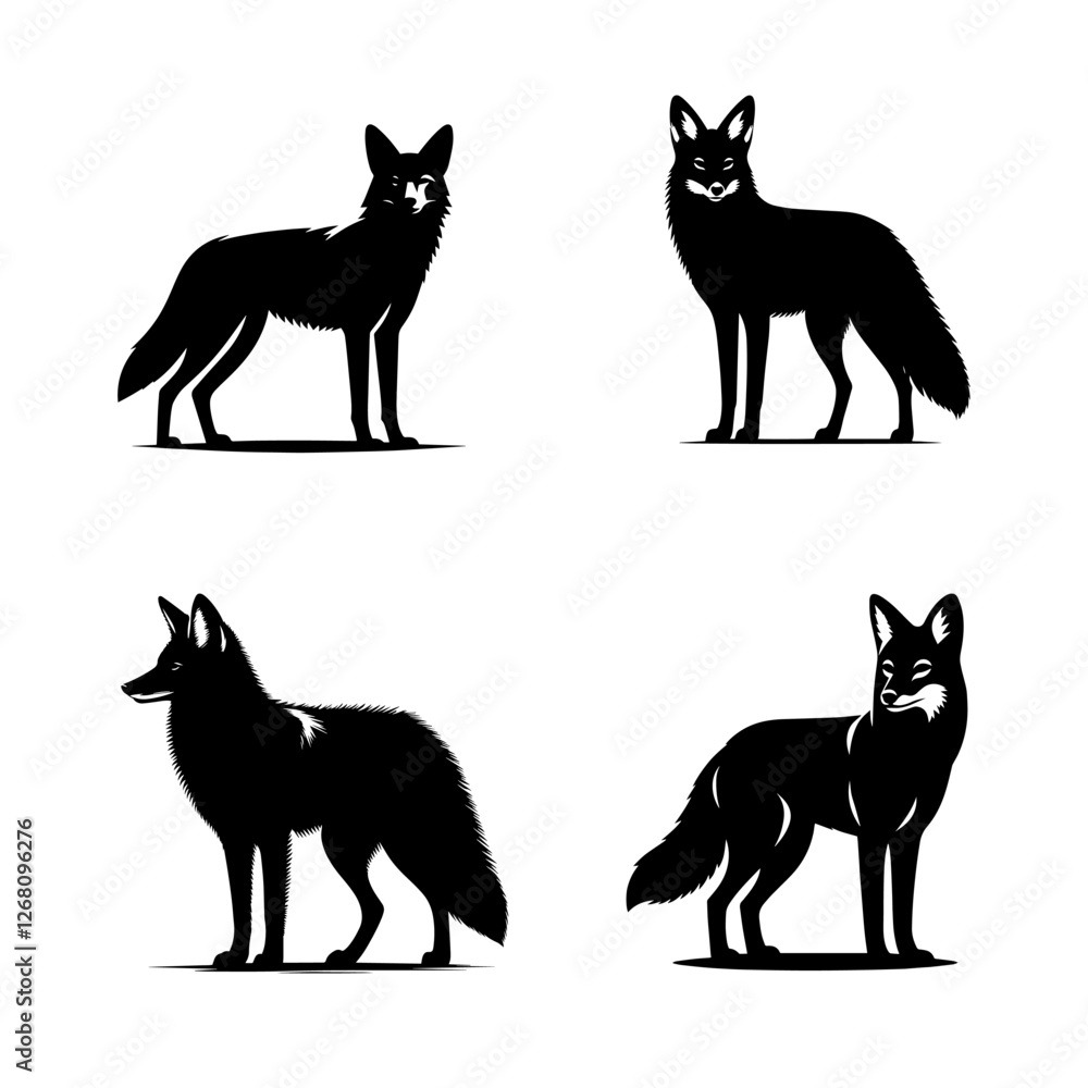 Standing Jackal Silhouette Vector Set – Wild Canine Illustrations for Nature and Wildlife Designs Standing Jackal Silhouette Vector Set – Wild Canine Illustrations for Nature and Wildlife Designs