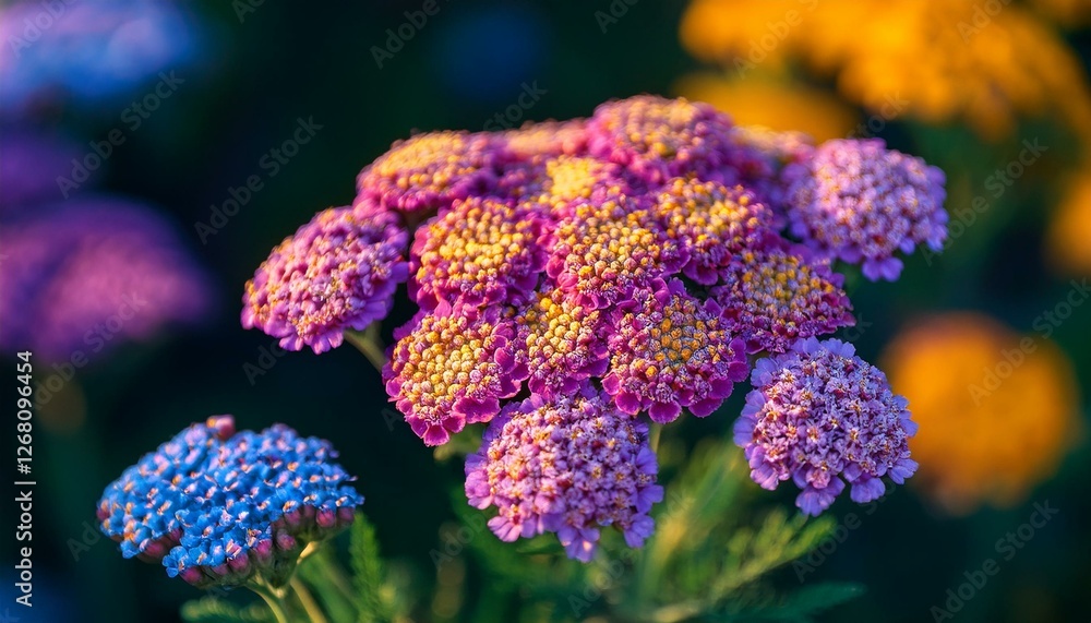 close up of a yarrow with cheerful colors close up of a yarrow with cheerful colors