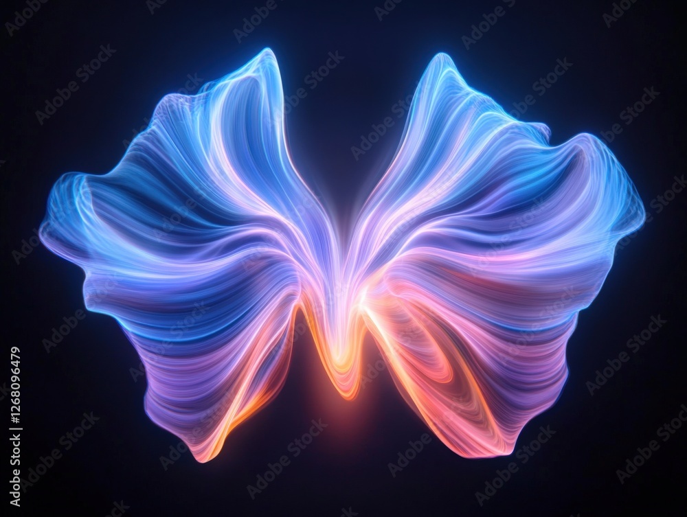 Obraz premium Abstract glowing butterfly wings on black background