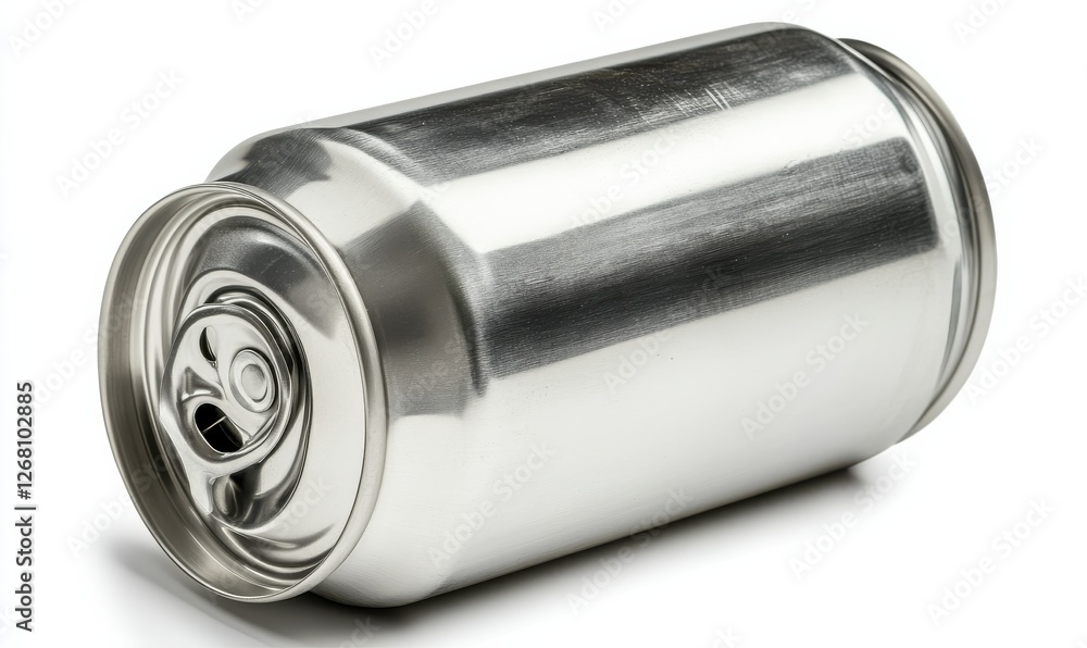 A white background featuring a blank aluminum can, suitable for beverage packaging design. A white background featuring a blank aluminum can, suitable for beverage packaging design.