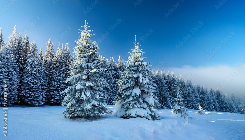 Obraz premium spruce in the snow in winter