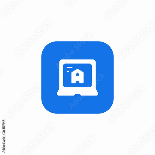 hotel laptop search icon sign vector