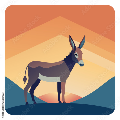  Donkey Animal Vector Illustration – Cartoon, Clipart & Line Art Design on White Background,  Donkey animal vector clipart in cartoon, line art, and illustration style on a white background.
