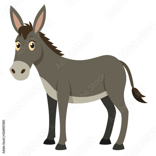  Donkey Animal Vector Illustration – Cartoon, Clipart & Line Art Design on White Background,  Donkey animal vector clipart in cartoon, line art, and illustration style on a white background.