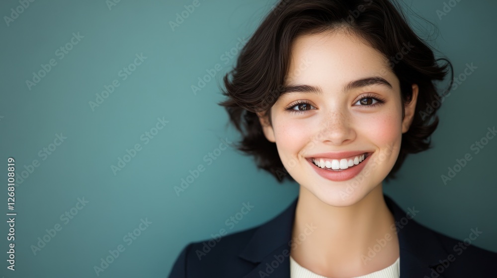 Young Woman Smiling in Business Attire Young Woman Smiling in Business Attire