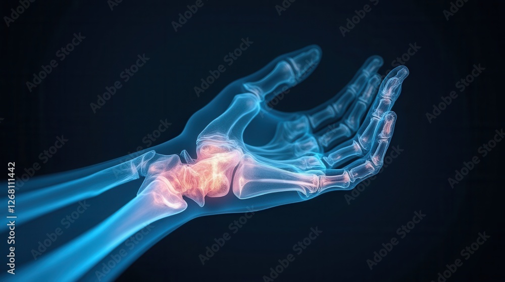 Scientific 3D Visualization of Wrist Pain in Medical Scan Scientific 3D Visualization of Wrist Pain in Medical Scan