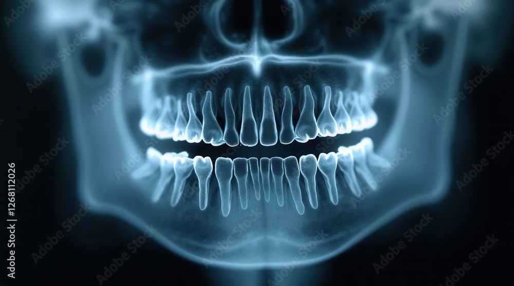 Clinical Dental X-Ray Scan Showing Full Mouth Structure Clinical Dental X-Ray Scan Showing Full Mouth Structure