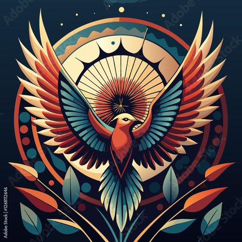 vector illustration of a bird. Images for postcards, t-shirt patterns