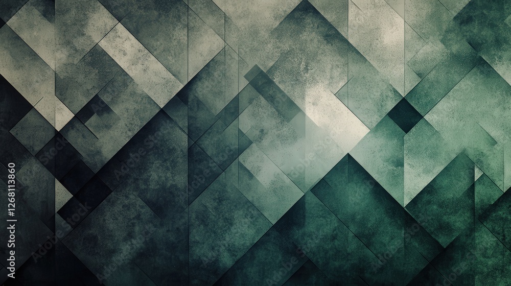 Abstract Geometric Pattern Dark Green Grey Hues Abstract Geometric Pattern Dark Green Grey Hues