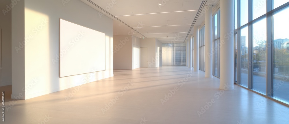 Fototapeta premium modern bright gallery interior with empty frame