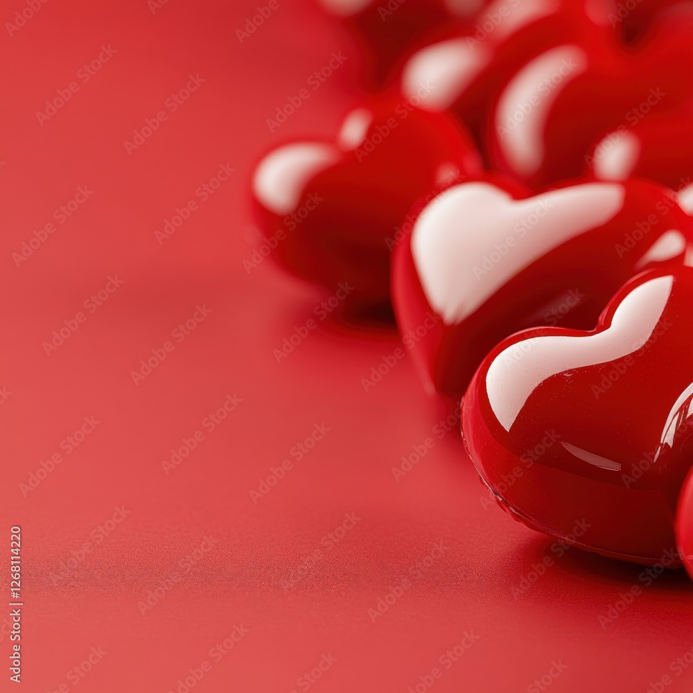 glossy red hearts on red background glossy red hearts on red background