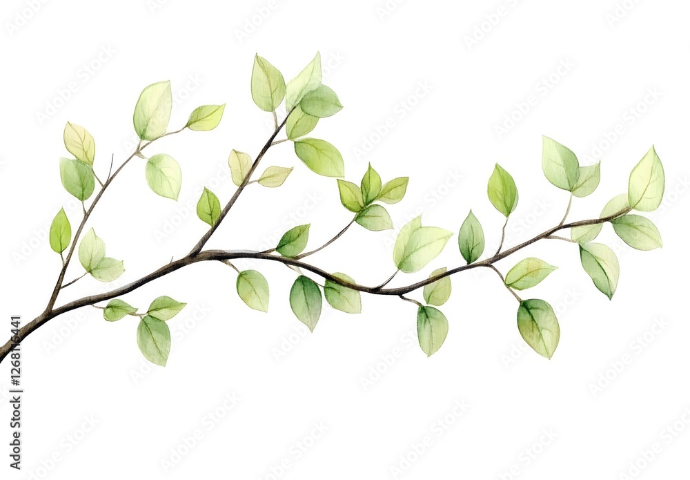 a branch with fresh green leaves, delicate and vibrant, perfect for spring or summer designs a branch with fresh green leaves, delicate and vibrant, perfect for spring or summer designs