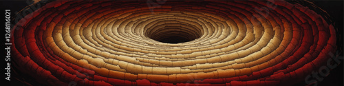 Fascinating Vector Illustration of Abstract Layered Spiral Tunnel in Earthy Red and Tan Hues, Perfect for Modern Artistic Backgrounds and Design Projects