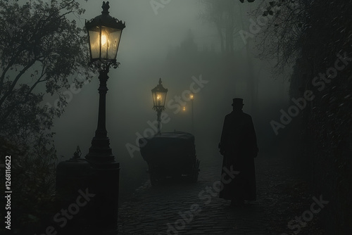 Wallpaper Mural Mysterious Foggy Night Lamps  Torontodigital.ca