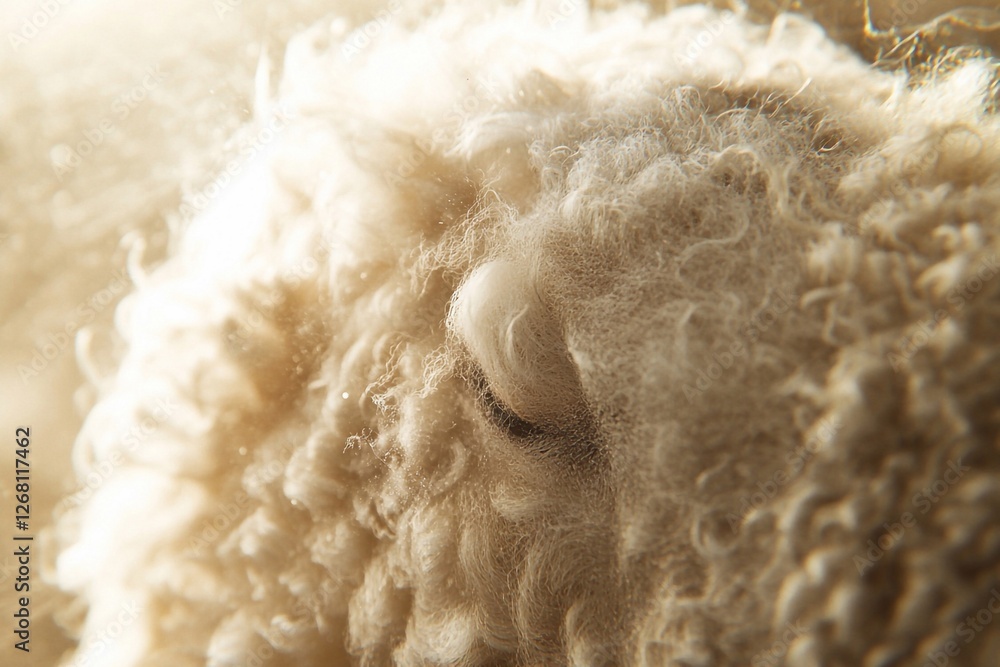 Close-up of soft, fluffy wool being sheared off a sheep, with bright natural lighting Close-up of soft, fluffy wool being sheared off a sheep, with bright natural lighting