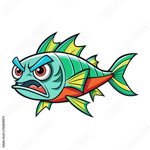 Neon Tetra Fish Vector Illustration – Cartoon, Clipart & Line Art Design on White Background, Neon tetra fish vector clipart in cartoon, line art, and illustration style on a white background.