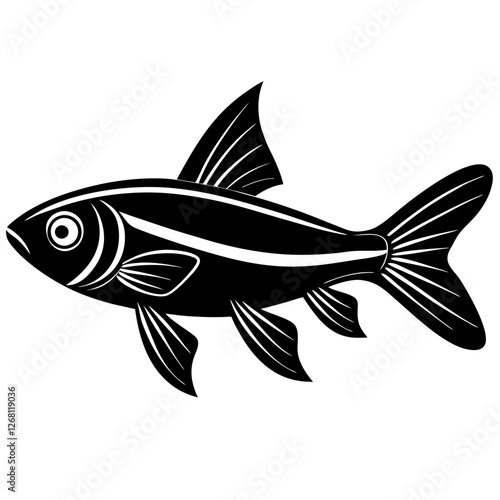 Neon Tetra Fish Vector Illustration – Cartoon, Clipart & Line Art Design on White Background, Neon tetra fish vector clipart in cartoon, line art, and illustration style on a white background.