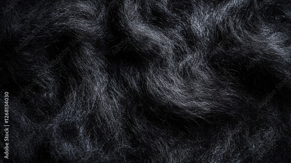 Naklejka premium Soft Black Mohair Wool Texture Background with Smooth and Fluffy Fabric for Textile Design and Illustrations 