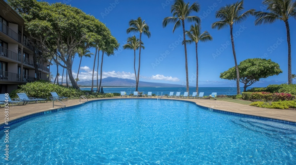 Resort Pool Overlooking Ocean and Mountain View Resort Pool Overlooking Ocean and Mountain View