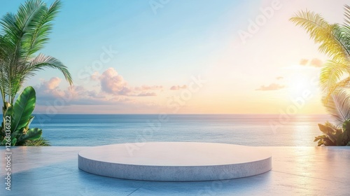 Serene Coastal Platform Sunset Ocean View