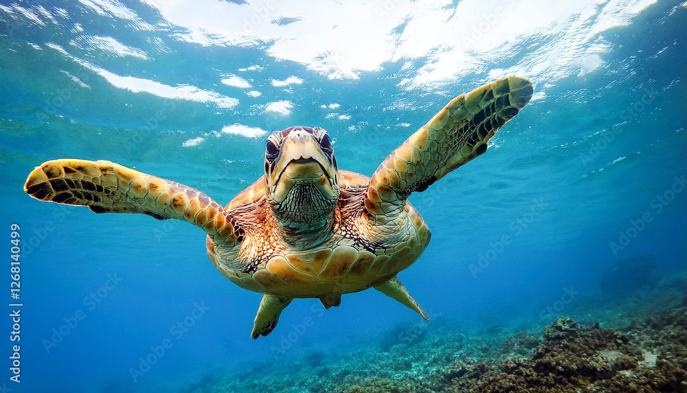 Obraz premium Turtle swimming in the middle of the ocean